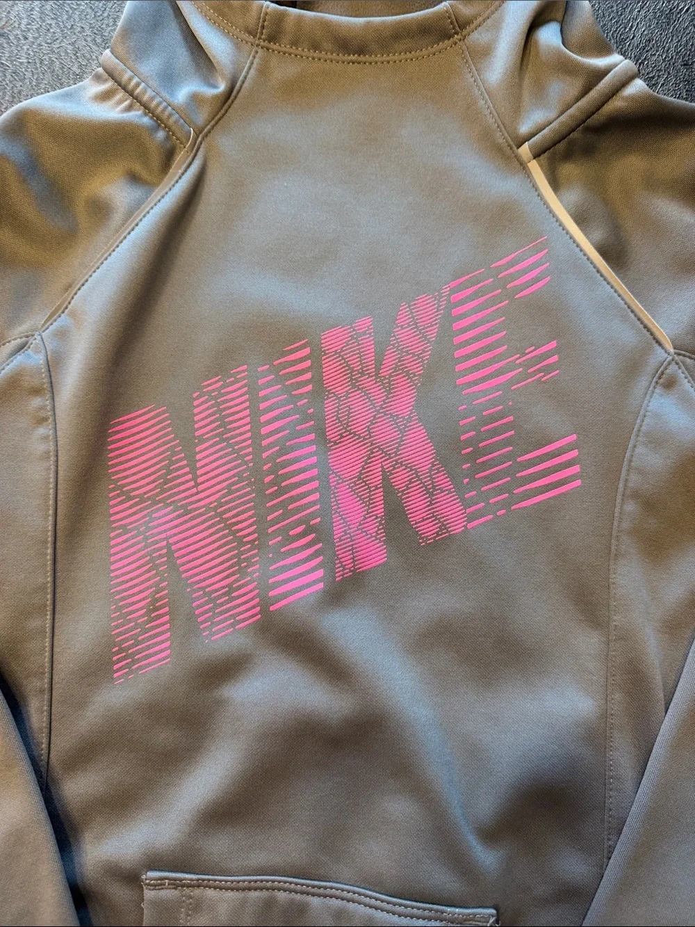 Nike Kids Gray Hoodie with Pink Logo size Small